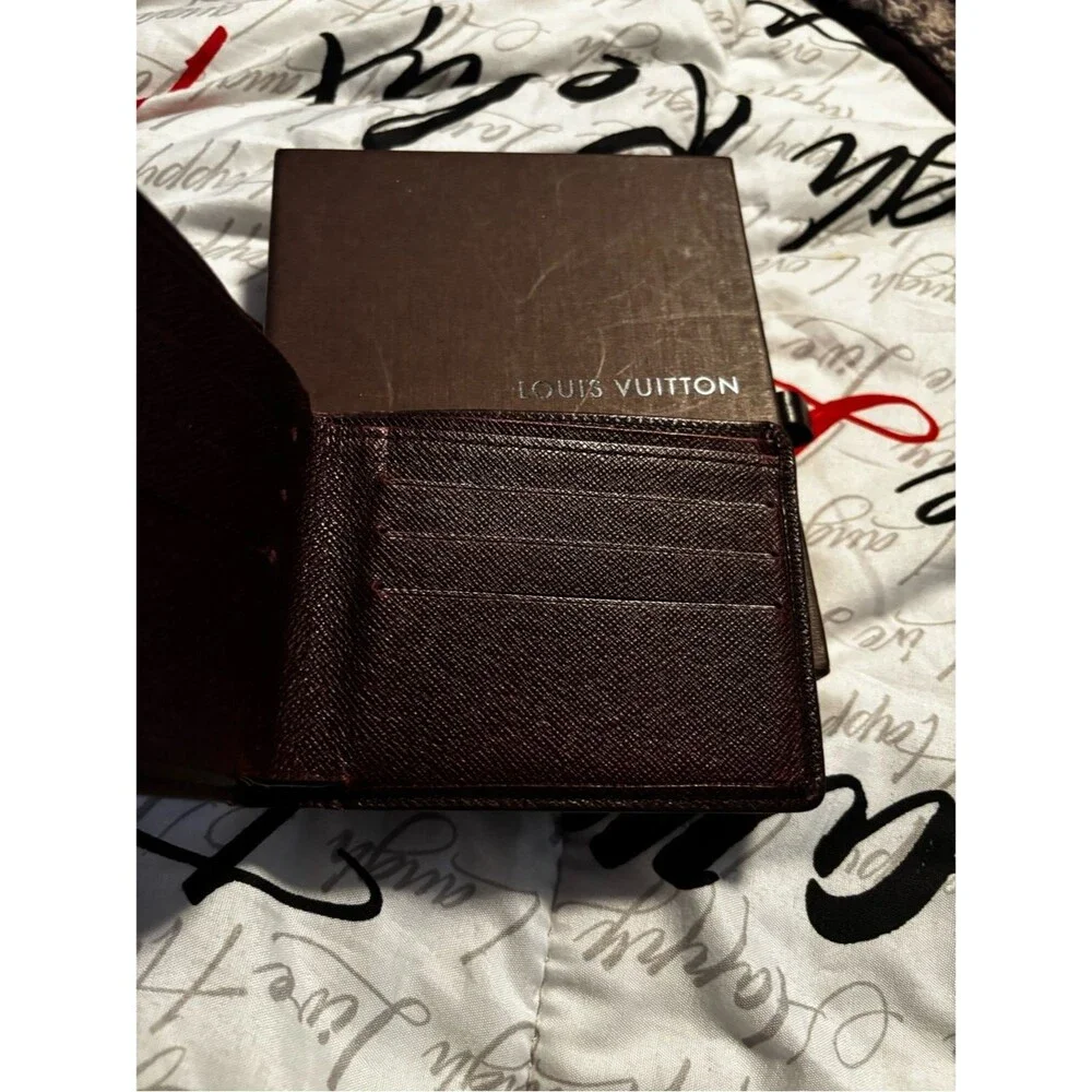 Louis Vuitton Dark Brown Textured Leather Bi-Fold Wallet